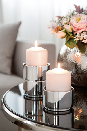 Suporturi lumanari - Suport lumanare Pagoda, Otel inoxidabil, Argintiu, 5x5 cm