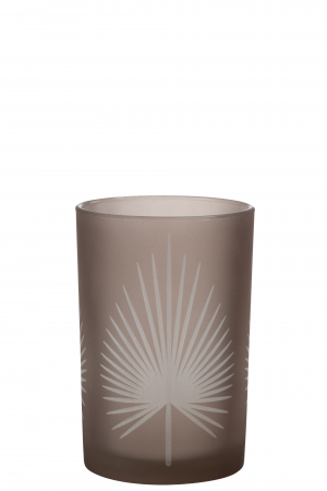 Suporturi lumanari - Suport lumanare Palm, Sticla, Bej, 12x12x18 cm