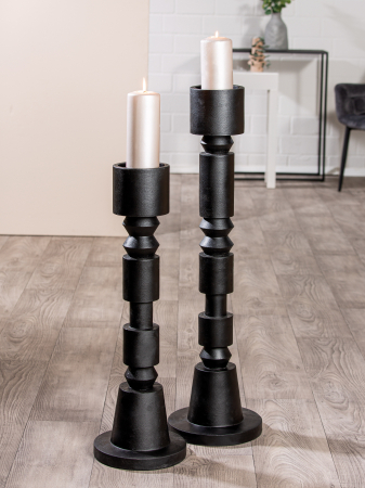Suporturi lumanari - Suport lumanare Phillip, compozit, negru, 23.5x74x23.5 cm