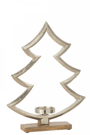 Suporturi lumanari - Suport lumanare Pine, Aluminiu, Argintiu, 28x2.5x40 cm