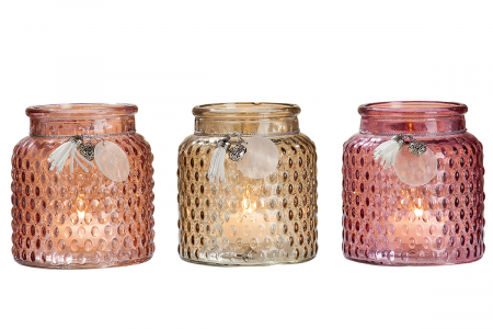 Felinare, lămpi solare și suporturi pentru lumânări - Set 3 suporturi lumanare Pustola, sticla, multicolor, 11,5x10 cm