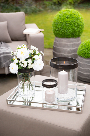 Suporturi lumanari - Suport lumanare Ribbon, Sticla/Nichel, Bronz/Transparent, 24.2x15 cm