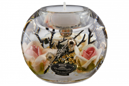 Suporturi lumanari - Suport lumanare Rosery, Sticla, Multicolor, 8x9 cm