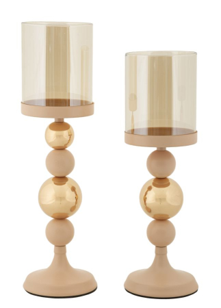 Suporturi lumanari - Suport lumanare, Set de 2 buc. roz sticlos cm ø 10x32-10x36