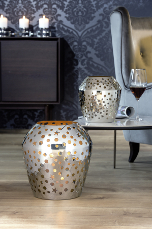 Suporturi lumanari - Suport lumanare Sheila, Fier/Nichelat, Argintiu, 24x24 cm