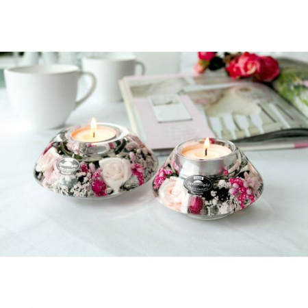 Suporturi lumanari - Suport lumanare Smart Little Rose, Sticla, Multicolor, 9x5 cm