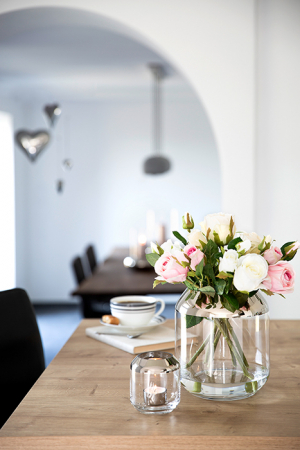 Suporturi lumanari - Suport lumanare SMILLA, Sticla, Transparent/Argintiu, 20.6x18.5 cm