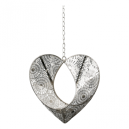 Suporturi lumanari - Suport lumanare suspendat PURE LOVE, metal, argintiu, 22x22x8 cm