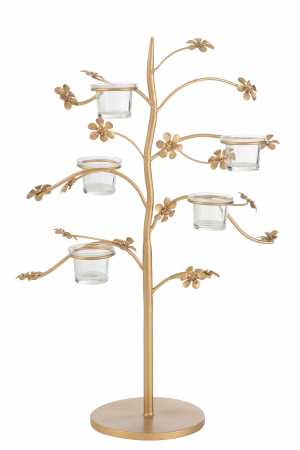 Suporturi lumanari - Suport lumanare Table, Metal/Fier, Auriu, 36x16x54 cm