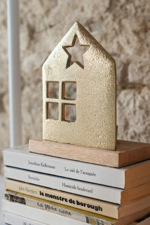 Suporturi lumanari - Suport lumanare tip pastila din aluminiu, auriu | L 13X l 8X H 15.5 cm