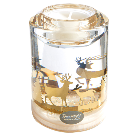 Suporturi lumanari - Suport lumanare tip tealight, Candela Classic, "Forest", Sticla, negru, auriu, PU 4, L. 7 cm, L. 7 cm, H 10,5 cm