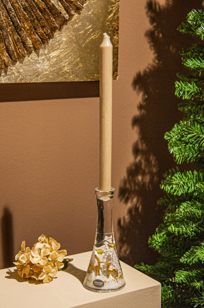 Suporturi lumanari - Suport lumanare tip tealight, Merlin Medium, „Wonderland Reindeer”, Motiv ren, Sticla, alb, auriu, PU 4, L. 8 cm, L. 8 cm, H 18,5 cm