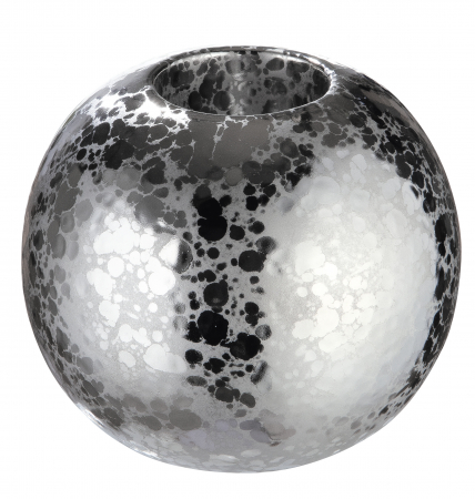 Suporturi lumanari - Suport lumanare Toledo, ceramica, argintiu, 12x12x10 cm