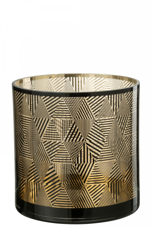 Suporturi lumanari - Suport lumanare Triangles Stripes, Sticla, Maro, 24x24x24.5 cm