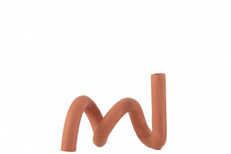 Suporturi lumanari - Suport lumanare Twist 1, Ceramica, Portocaliu, 25.5x15.5x18.5 cm