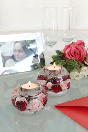 Suporturi lumanari - Suport lumanare Valentina, sticla, multicolor, 6x8 cm