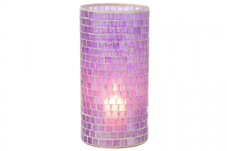 Suporturi lumanari - Suport lumanare/Vaza Mosaic, Sticla, Mov, 15x15x29 cm