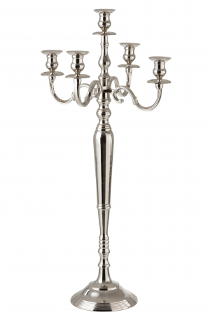 Suporturi lumanari - Sfesnic Jolipa, Aluminiu, Argintiu, 47x47x100 cm