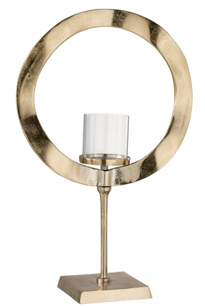 Suporturi lumanari - Suport lumanari, Aluminiu/sticla, Auriu, 39x17x63 cm