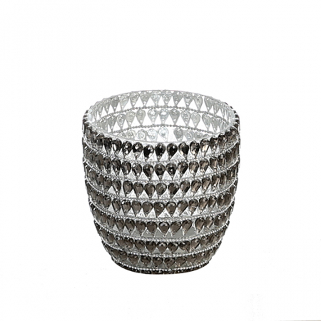 Suporturi lumanari - Suport lumanari Drops, sticla, argintiu, 13x12 cm