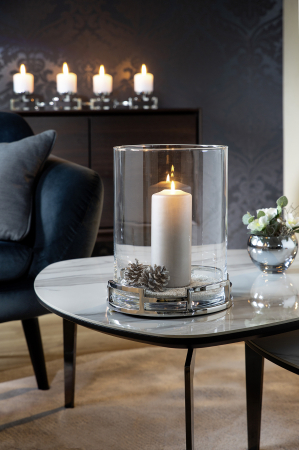 Suporturi lumanari - Suport lumanari Hommage, Otel inoxidabil/polished, Argintiu, 31x 25 cm