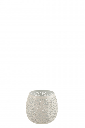 Suporturi lumanari - Suport lumanari, Metal, Alb , 11x11x12 cm