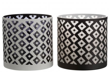 Suporturi lumanari - Set 2 suporturi pentru lumanari, Sticla, Alb, 24.5x24.5x24.5 cm