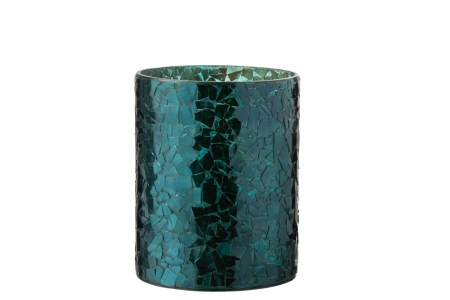 Suporturi lumanari - Suport lumanari, Sticla, Albastru, 16x16x20 cm