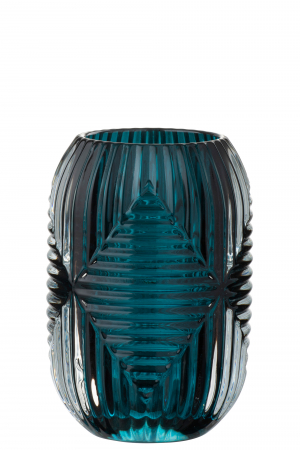 Suporturi lumanari - Suport lumanari, Sticla, Albastru, 9x9x13 cm