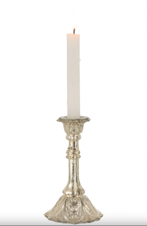 Suport lumanari, Sticla, Argintiu, 10x10x17