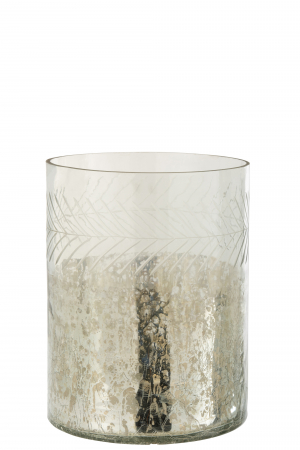 Suporturi lumanari - Suport lumanari, Sticla, Argintiu, 21.5x21.5x27 cm