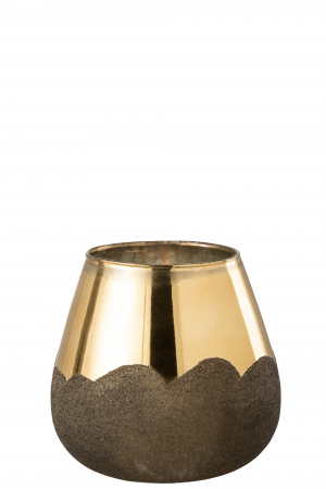 Suporturi lumanari - Suport lumanari, Sticla, Auriu, 18x18x19 cm