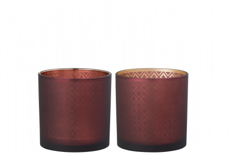 Suporturi lumanari - Suport lumanari, Sticla, Bordeaux, 15x15x15 cm