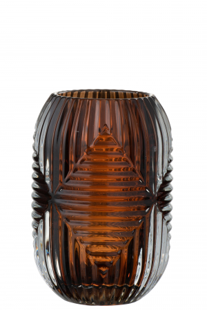 Suporturi lumanari - Suport lumanari, Sticla, Maro, 9x9x13 cm