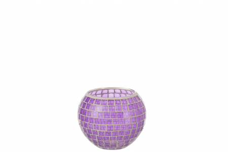 Suporturi lumanari - Suport lumanari, Sticla, Mov, 15x15x12 cm