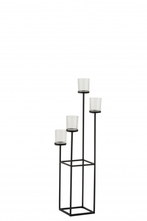 Suporturi lumanari - Suport lumanari, Sticla, Negru, 22x22x77.5 cm