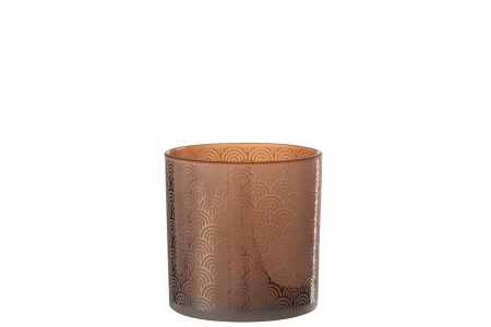 Suporturi lumanari - Suport lumanari, Sticla, Portocaliu, 15x15x15 cm