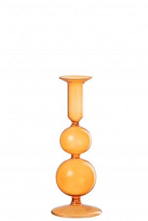 AUTUMN - Suport lumanari, Sticla, Portocaliu, 8x8x21