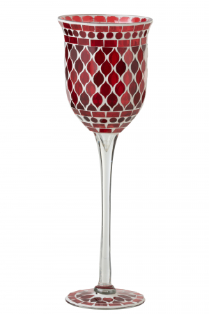 Suporturi lumanari - Suport lumanari, Sticla, Rosu, 12x12x40 cm