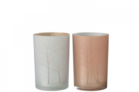 Suporturi lumanari - Suport lumanari, Sticla, Roz, 12x12x18 cm