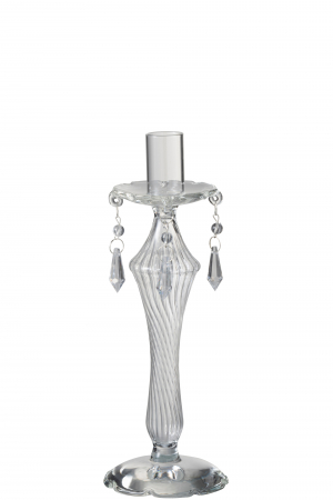 Suporturi lumanari - Sfesnic Jolipa, Sticla, Transparent, 8.5x8.5x24 cm