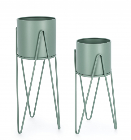 Ghivece si suporturi de flori pentru exterior - Suport pentru flori, Madelyn rotund, Salvie, Set2