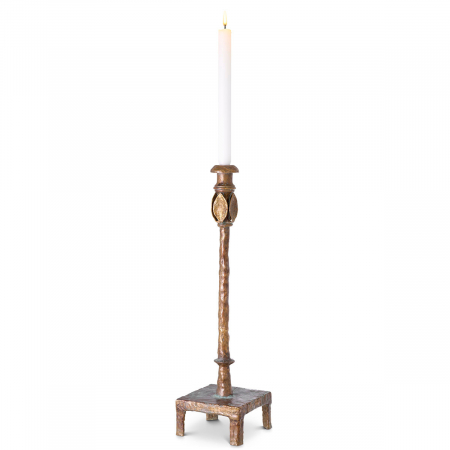 Suporturi lumanari - Suport pentru lumanare Santoro L, finisaj din alamă cu aspect vintage, Dims: L. 15 | W. 14.5 | H. 55 (CM)