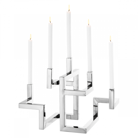 Suporturi lumanari - Suport pentru lumanare Skyline, finisaj nichel, Dims: L. 29 | W. 55 | H. 42 (CM)