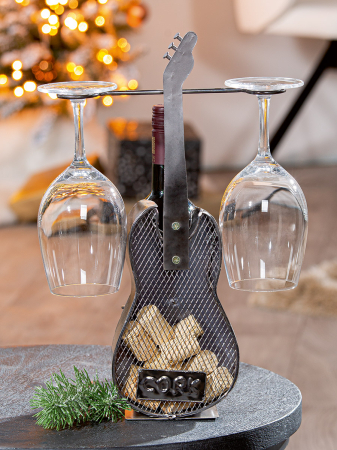 Suporturi pentru sticle - Suport pentru sticle, Chitara, "Gitarre", Metal, antracit, PU 2, L. 17 cm, L. 23 cm, H 39,5 cm