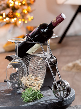 Suporturi pentru sticle - Suport pentru sticle, Motocicleta, "Motorrad", Metal, antracit, PU 2, L. 23 cm, L. 37 cm, H 27 cm