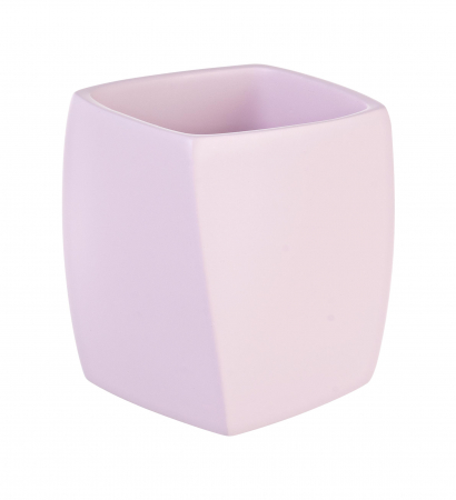 Accesorii baie - Suport periuta de dinti Quarzo, Rasina, Roz, 7x7x8.5 cm