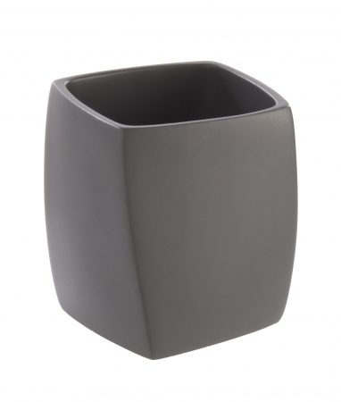 Accesorii baie - Suport periuta de dinti Quarzo, Rasina, Gri, 7x7x8.5 cm