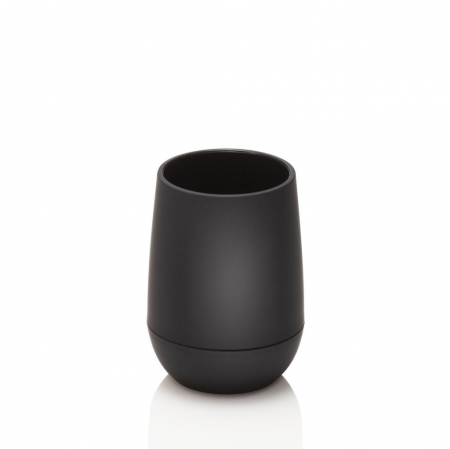 Accesorii baie - Suport periuta de dinti VOGUE, Abs/Cauciuc, Negru, 8x8x11 cm