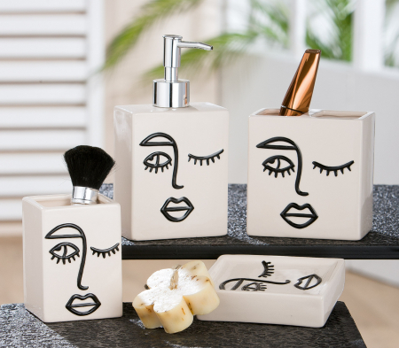 Accesorii baie - Suport periuta Visage, ceramica, alb, 10.5x11x6.5 cm